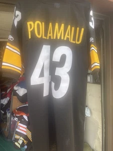 100% Authentic Reebok Troy Polamalu Pittsburgh Steelers Jersey #43 SZ 56 - Picture 1 of 7