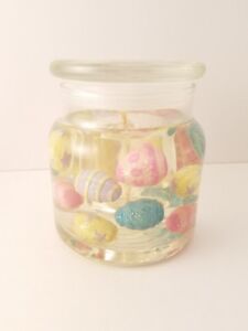 Easter Candle Dyed Floating Eggs Spring Pastels Gel Glass Jar NOS 