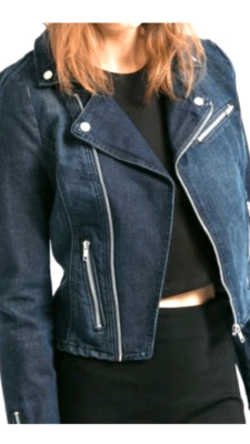 NEW Mango Jeans Biker Style Jean Jacket NWT - Image 1 of 4