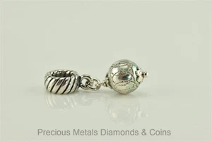 Charmed Memories Sterling Silver Pale Blue Christmas Bulb Slider European Charm - Picture 1 of 4