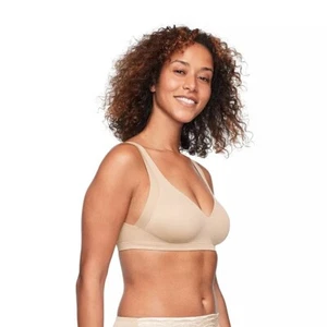 NWT Warners No Side Effects Underarm & Back-Smoothing Wireless T-Shirt Bra M Tan - Picture 1 of 12