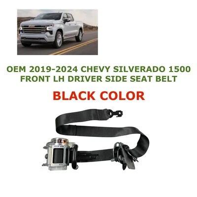 2019 20 21 22 23 2024 Chevy Silverado 1500 front left side seat belt BLACK - Image 1 of 4