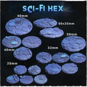 Warhammer 40K Resin Base Toppers Wargaming Sci-Fi Hex - Picture 1 of 13