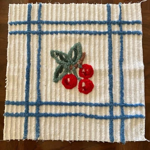 Daisy Kingdom Pillow Square CHERRY STRIPE 19" Square Cotton Chenille - Picture 1 of 7