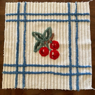 Daisy Kingdom Pillow Square CHERRY STRIPE 19" Square Cotton Chenille - Image 1 of 4