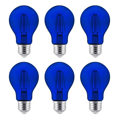 6-Pack Sunlite LED Transparent Blue A19 Filament Bulbs, 4.5 Watts, Dimmable - Image 1 of 2