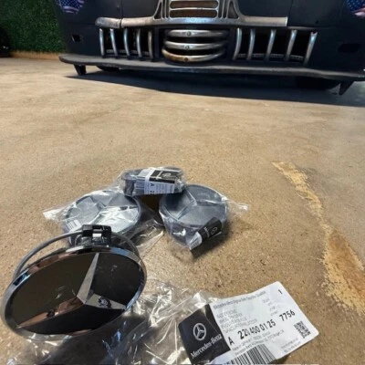 (4) Tapas centrales originales Mercedes Benz plata mate 2,95 pulgadas/75 mm A2204000125 Foto 1 de 4