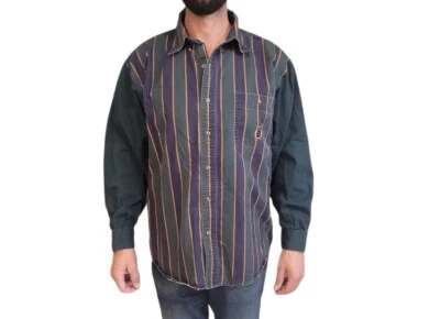 Vintage Bugle Boy Company 80s Stripe Retro Mens Button Up Shirt Size XL - Image 1 of 4