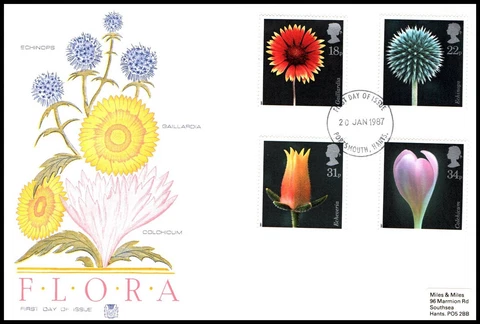 Great Britain - 1987 - Flora, Scott# 1168-1171, Stuart Combo Cover Cover