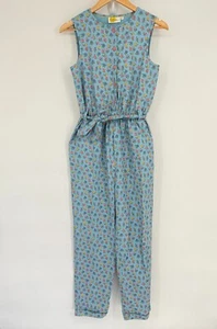 Mini Boden Girls Jumpsuit Sz 13-14Y Blue Floral Sleeveless Cotton One Piece - Picture 1 of 8