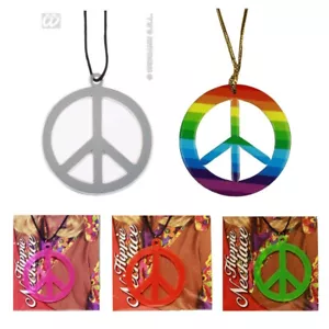 HAAC Halskette Kette mit Peacezeichen Peace Anhänger Silber Regenbogen Pink Grün - Bild 1 von 12