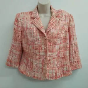 Danny & Nicole Strickjacke Jacke Damen Größe 10 rot weiß 3/4-Arm Knopf Damen - Bild 1 von 14