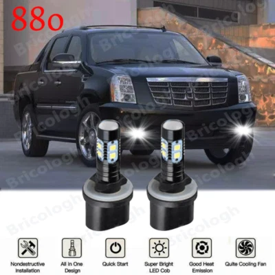 For Cadillac Escalade EXT 2002-2006 880 LED Fog Light Bulbs 6000K White 50W 2x - Image 1 of 4