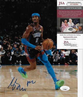 Signed Shai Gilgeous Alexander Oklahoma City Thunder 8x10 Photo w JSA Authentic - Image 1 of 4