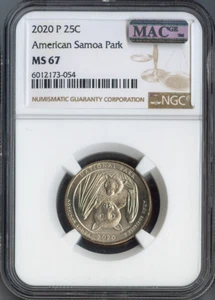 American Samoa Quarter 2020 NGC MS67 calidad MAC - Imagen 1 de 2