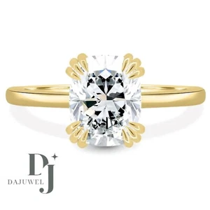 Moissanite Solitaire Engagement Ring 2.50 CT Cushion Cut Solid 14K Yellow Gold - Picture 1 of 8
