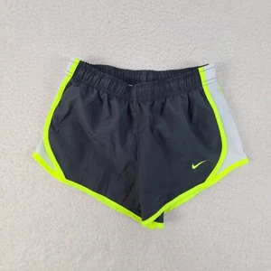 Nike Shorts Girls Small Gray Green Volt Running Jogging Gym Training Youth Kids - Picture 1 of 9