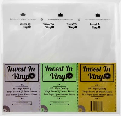 INVEST IN VINYL 50 Master Rice Paper Anti Static LP Inner Sleeves Vinyl Record 33 rpm 12" Album