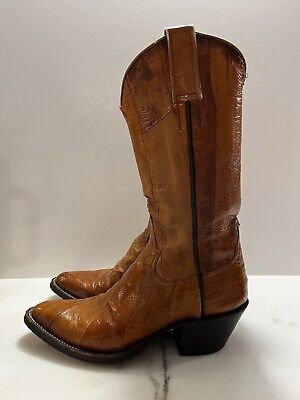 Eel Skin Boots Youth Size 3 Brown Leather Cow...