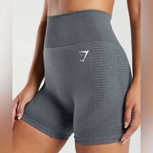 Gymshark Vital Seamless Shorts Womens Medium Grey Compression Fit Sweat Wicking - Picture 1 of 9