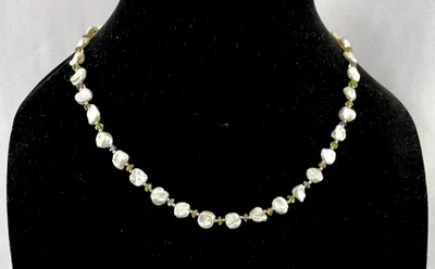 Baroque Pearl Peridot Amethyst Topaz Sterling Silver Necklace IPS - Image 1 of 4