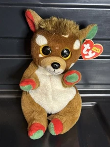 TY Beanie Baby (Beanie Bellies) - JUNO das Weihnachtsrentier (6 Zoll) - neu mit Etikett - Bild 1 von 2