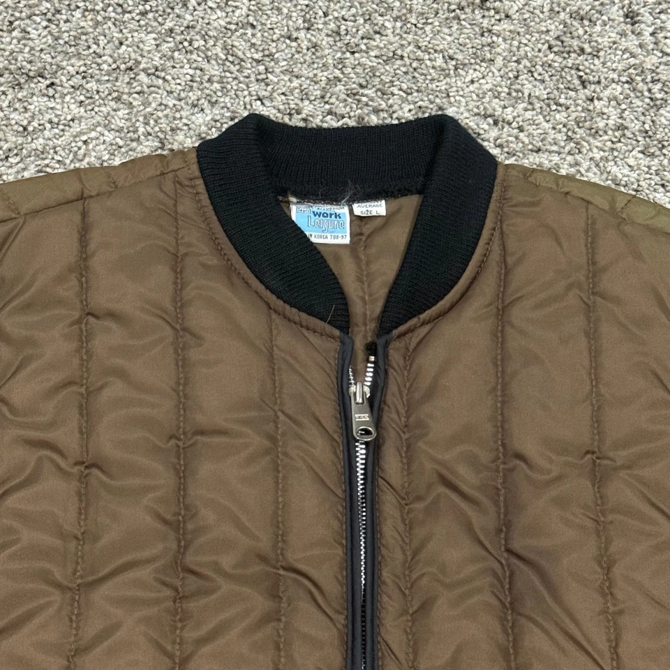 TRUE VINTAGE 70s Sears Work Leisure Quilted Puffer Vest Brown Collared Mens L - Image 1 of 4