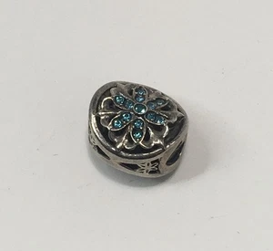 Chamilia Sterlingsilber blau Kristall Blume Plättchen Charm signiert - Bild 1 von 4