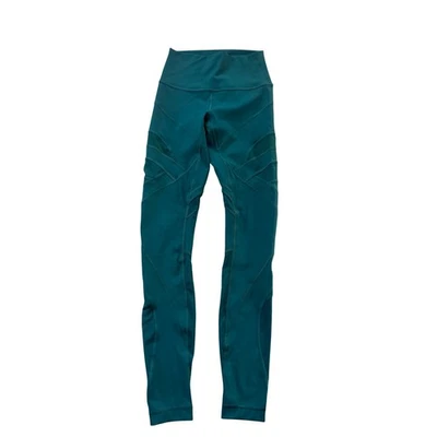 Леггинсы Lululemon с высокой посадкой размер 4 бирюзово-зеленые с сетчатыми боковыми вырезами брюки для йоги - Изображение 1 из 4