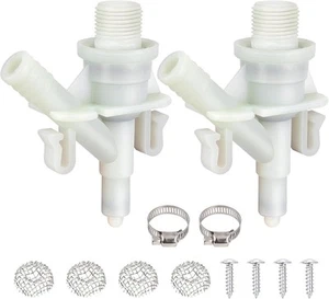2x Plastic Water Valve Kit For Dometic 300 310 320 Series RV Toilet Repair Flush - Picture 1 of 3