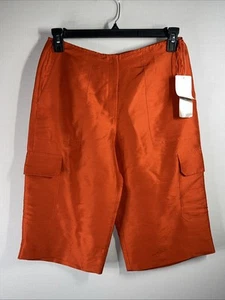 Jones & Co Paprika Orange Silk Long Cargo Dress Vintage Shorts Size 10 - Bild 1 von 7