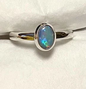 Natural Australian Opal Ring 925 Sterling Silver Size 7🌹 - Picture 1 of 9