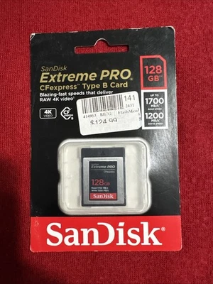 Tarjeta SanDisk Extreme PRO 128 GB CFexpress tipo B, 1700 MB/s de lectura, 1200 MB/s de escritura Foto 1 de 4