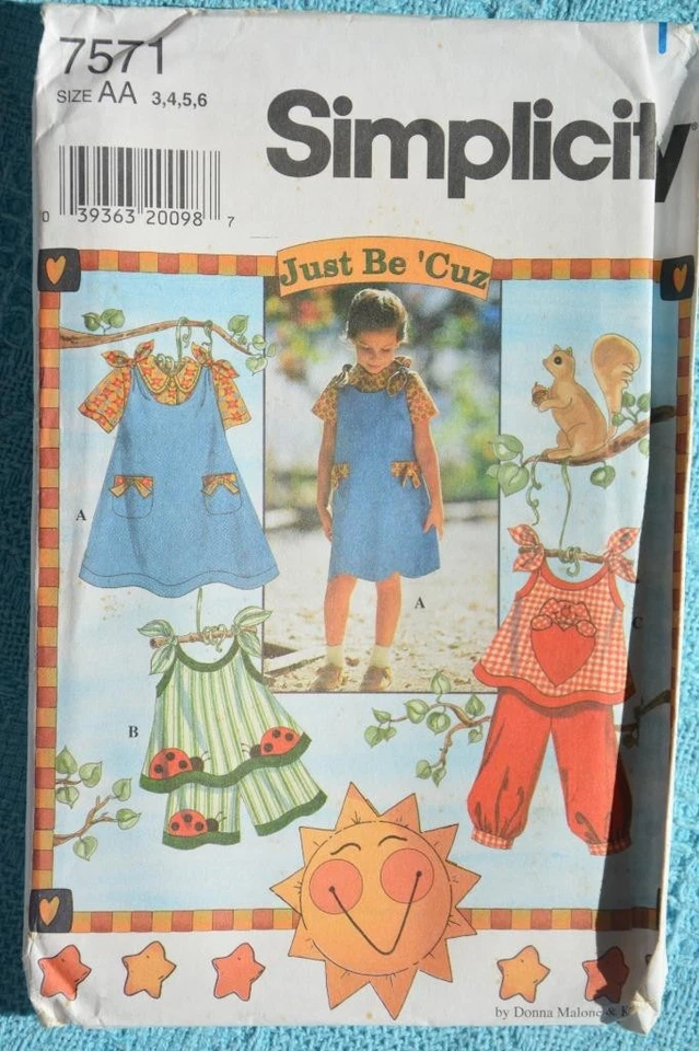 #7571 SIMPLICITY PATTERN-CHILDS Top-Pini-Blouse-Pants-Shorts Size 3-4-5-6- Uncut - image 1 of 1