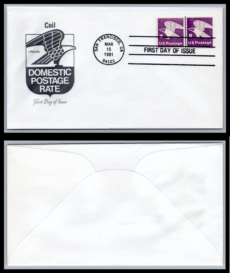 US FDC # 1820 "B" Rate (18c) Eagle Artmaster Line Pair L.Cancel 1981, 9Q1112 - Image 1 of 1