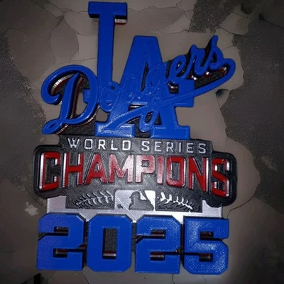 ERROR PRINT SALE 8" LA DODGERS 3D 2025 WORLD SERIES CHAMPIONS STAND WALL SIGN - Image 1 of 4