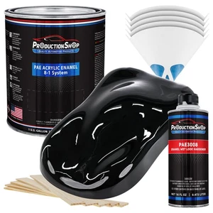 ProductionShop High Gloss Super Jet Black Acrylic Enamel Gallon Kit, Auto Paint - Picture 1 of 1