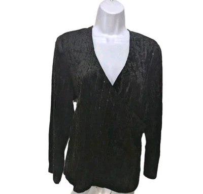 Nuevo con etiquetas Top envolvente de terciopelo negro Judith Hart para mujer 1X manga larga Steampunk #45 Foto 1 de 4