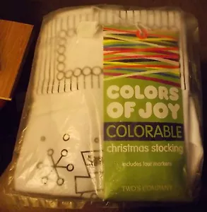 TWO'S COMPANY COLORS OF JOY FARBIGER WEISSER WEIHNACHTSSTRUMPF SCHNEEMANN NEU IN VERPACKUNG - Bild 1 von 2