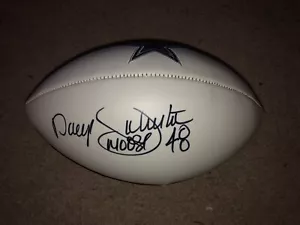DARYL “MOOSE” JOHNSTON SIGNED DALLAS COWBOYS LOGO WHITE PANEL FOOTBALL COA PROOF - Picture 1 of 5
