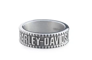 Harley Davidson Men's Raised Logo Band Ring Stainless Steel 34R000 - Picture 1 of 2