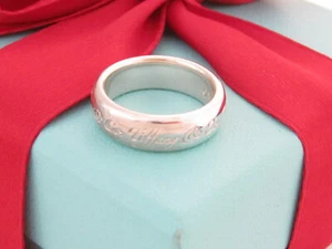 Auth Tiffany & Co Silver Notes Band Ring Size 6.5 - Picture 1 of 4