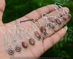 Sunstone Gemstone Earring 5pcs Wholesale Lots 925 Sterling Silver Plated - Picture 1 of 5