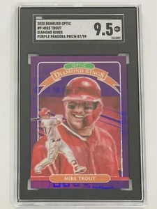 2020 Panini Donruss Optic #9 Mike Trout SGC 9.5 Mint+ Purple Pandora Prizm /99 - Picture 1 of 2