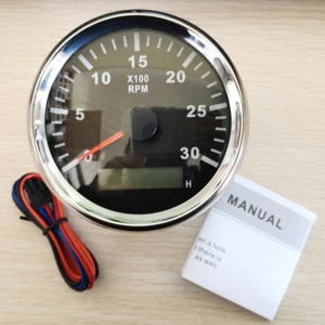 85MM Black Tachometer with Hour Meter 0-3000RPM Gas Diesel Engine for Car Marine - Picture 1 of 7
