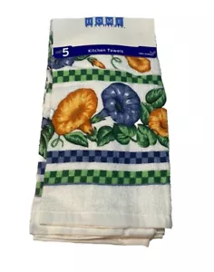 Vintage 5 Piece Set Kitchen Towels Home Essentials Country Flowers Brand New - Picture 1 of 6