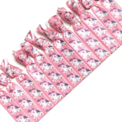 10 piezas corbatas de pelo unicornio mujeres niñas banda elástica soporte cola de caballo Foto 1 de 2