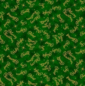 Quilting Treasures - A King Is Born - Christmas Words - Evergreen, Fabric BTY - Picture 1 of 5