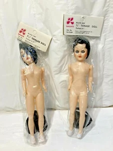 NOS Vtg Lot 2 LeeWards 7½" Teenage Dolls w Black Hair & Stand Craft - Hong Kong - Picture 1 of 5