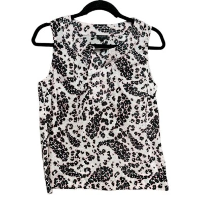 Blusa Talbots Algodón Trapunto Popover Rosa Leopardo Estampado Paisley Talla MP Pequeña Foto 1 de 4